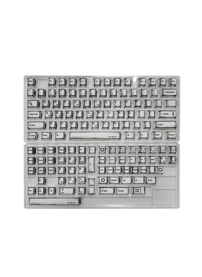 Generic - Gundam Comic Hundred Mixed Lamp Key Cap Original Height 136 Key Full Set Classic Simple Mechanical Keyboard Key Cap Key Meow-Color:Original Factory-comic-white-136 Keys-bag - Image 1