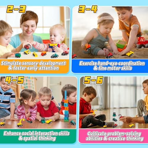 Fajiabao Construction Toy Cars for 3+ Years Old Toddler Boy Toys Mini Pull Back Cars Small Truck Christmas Decorations Toys for Kids Toddler Party Favors Stocking Stuffers Bulk(Color Random) - Image 5