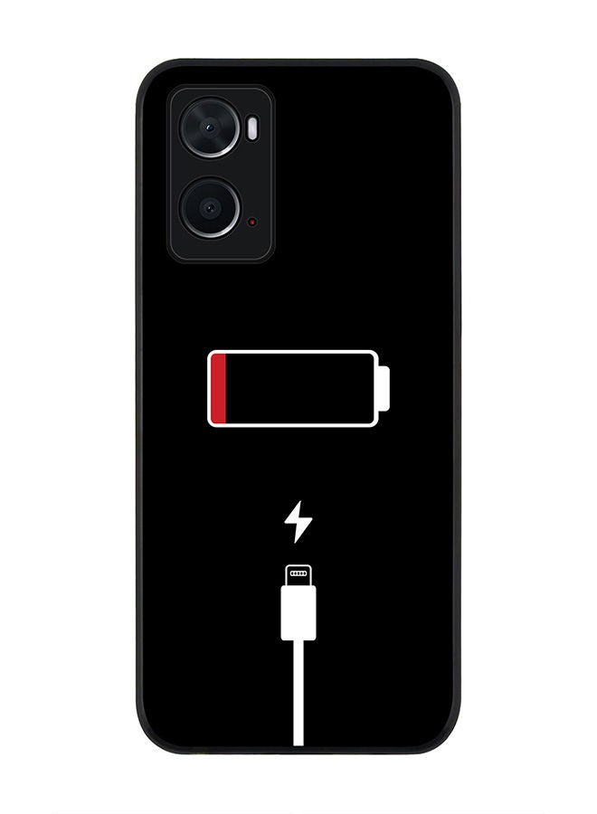 Stylizedd حافظة سوداء متينة لهاتف أوبو A96 4G / A36 / A76، حافظة رفيعة، مرنة، حواف مطاطية، مضادة للسقوط، غلاف TPU جل رقيق - بطارية فارغة - Image 1