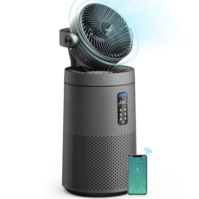 AROEVE Air Purifiers Fan for Home Large Room With 2-In-1 Air Circulator Fan System And Smart WIFI Cover 1980 Sq.Ft Oscillating Air Purifier With Washable Filter For Indoor Whole Home, MK08W-Space Gray - Image 1