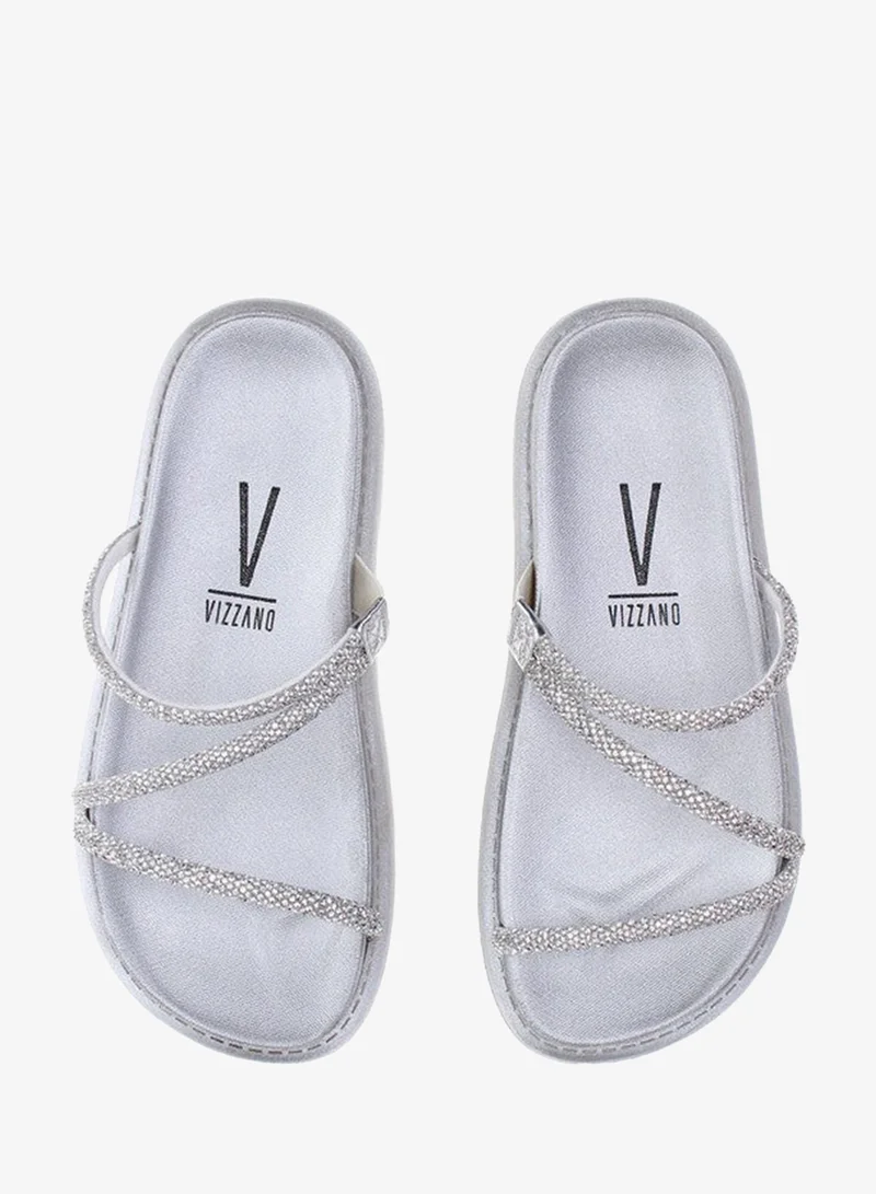 Vizzano Silver Flat Sandals for Women – Stylish Ladies Flat Sandals & Comfortable Flat Slippers for Women | Best Price UAE