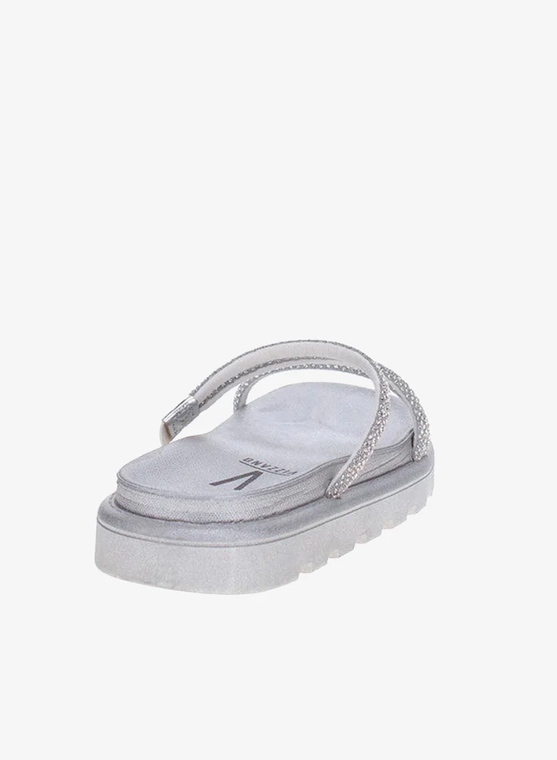 Vizzano Silver Flat Sandals for Women – Stylish Ladies Flat Sandals & Comfortable Flat Slippers for Women | Best Price UAE
