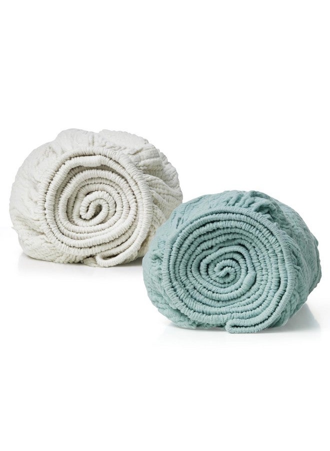مام كوزي ملاءة سرير أطفال من Momcozy Muslin Fitted Bassinet، قطعتان من ملاءة مرتبة سرير الأطفال الناعمة القابلة للتنفس مقاس 32 بوصة × 16 بوصة، ملاءة سرير محايدة مانعة للانزلاق للأولاد والبنات، صغيرة، باللونين الأخضر والرمادي  - Image 1