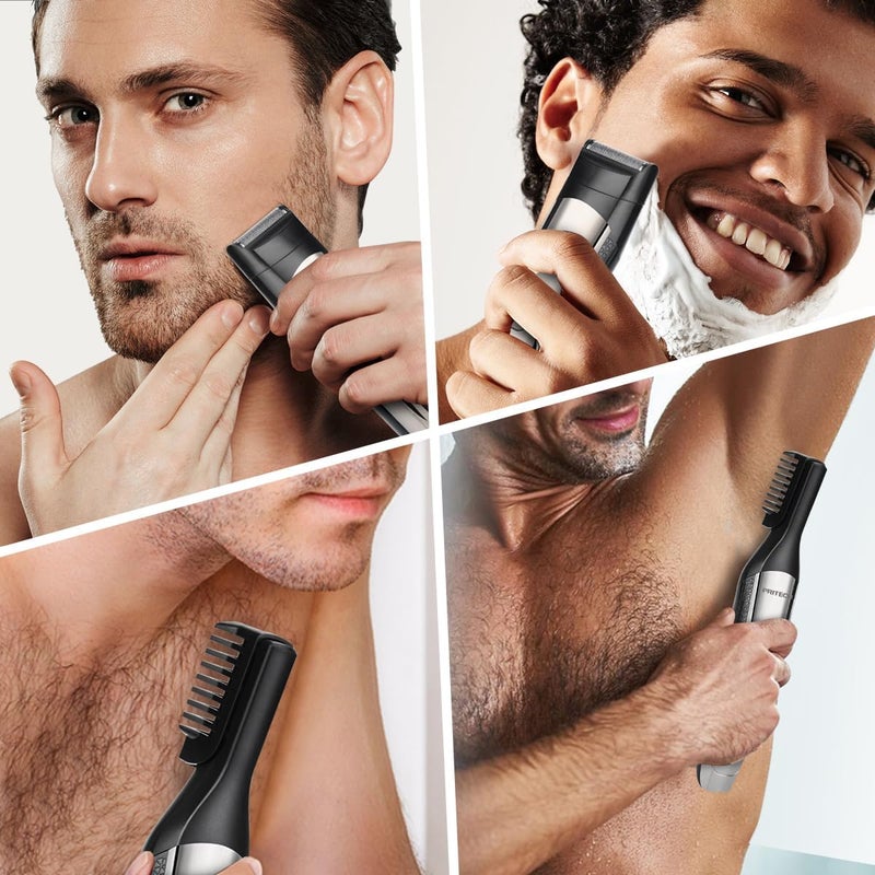 pritech Beard Trimmer for Men Electric Hair Clipper Cordless Mens Grooming 6 in 1 Kit, Hair Trimmer & Mustache Trimmer & Nose Hair Trimmer& Foil trimmer with Blade Waterproof USB Rechargeable & LED Display - Image 2