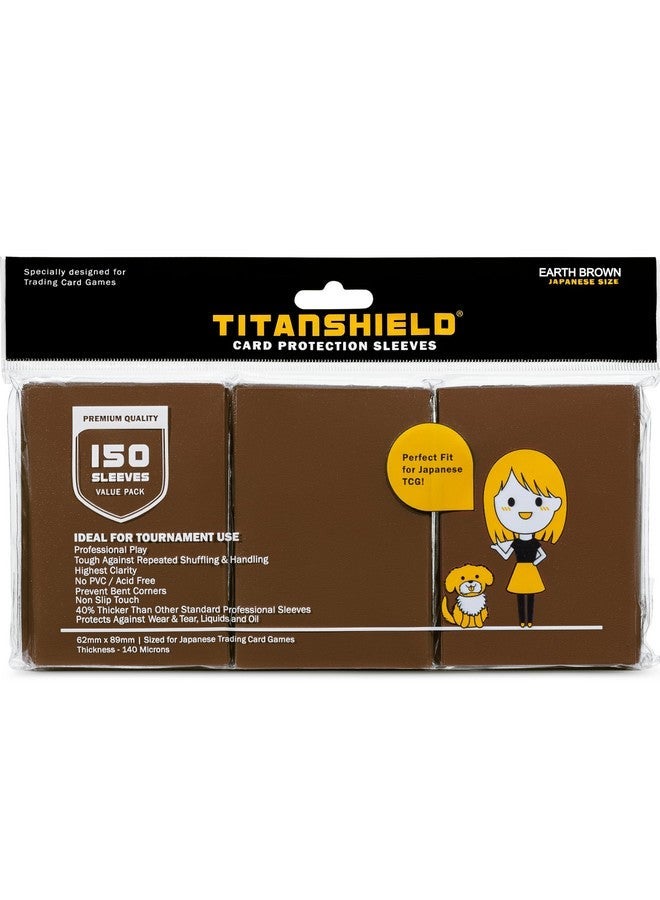 TitanShield (150 Sleeve/Earth Brown) Small Japanese Sized Trading Card Sleeves Deck Protector for Yu-Gi-Oh, Cardfight!! Vanguard & More - Image 1