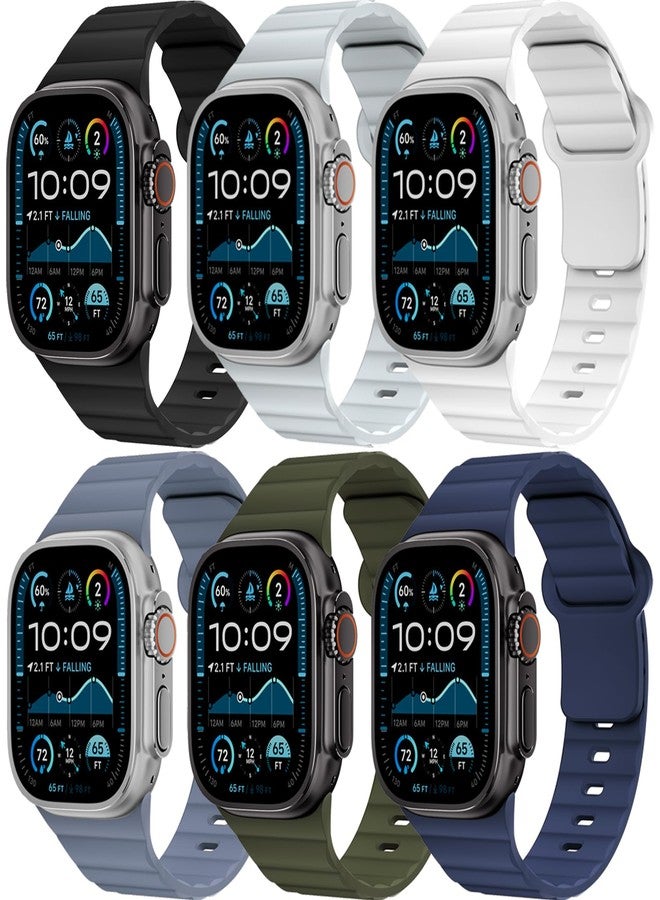 Wowstrap 6 Pack Sport Bands for Apple Watch Ultra/3/2 Band 49mm 46mm 45mm 44mm 42mm 41mm 40mm 38mm iWatch Bands for Men Women,Waterproof Silicone Strap Wristband for Apple Watch Series 11 10 9 8 7 6 5 4 SE 3/2 - Image 1