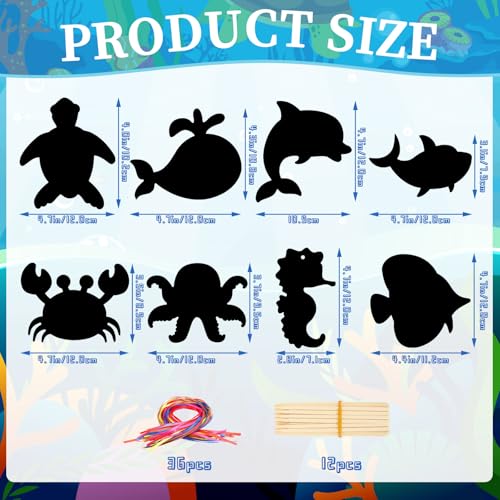 JULMELON 36 PCS Ocean Crafts Rainbow Scratch Art Under The Sea Party Favors DIY Magic Color Summer Ocean Animals Scratch Cards for Summer Party Favors School Activities - Image 5