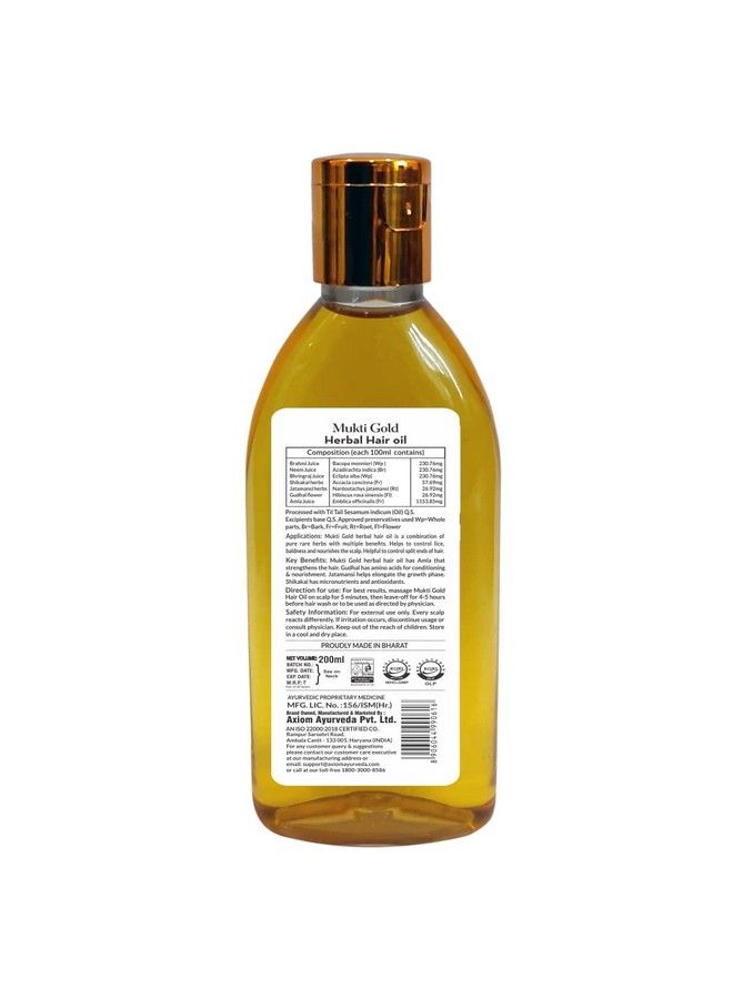 Axiom Ayurveda Mukti Gold Herbal Hair Oil 200 Ml - Image 3