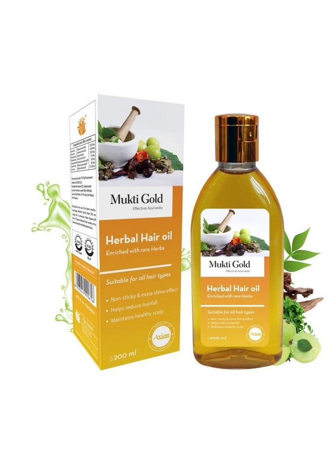 Axiom Ayurveda Mukti Gold Herbal Hair Oil 200 Ml - Image 1