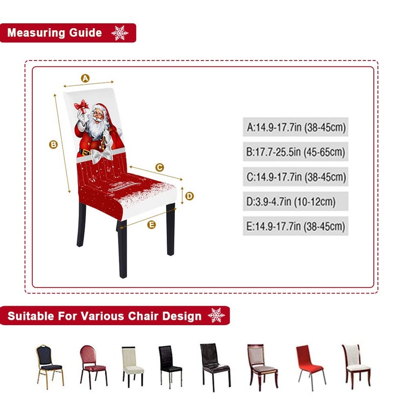 XMNTG XMNTG Set of 6 Christmas Red Chair Covers for Dining Room Printed Chair Covers Christmas Decor Newest Stretch Removable Chair Covers Non Slip Washable Furniture Protector for Kitchen  - Image 5