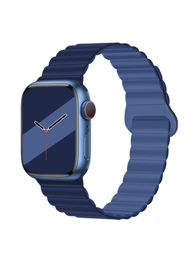 For Iwatch7 Strap Apple 65432/se Generation Two-color Anti-buckle Silicone Magnetic Loop Color Matching Strap - Image 1