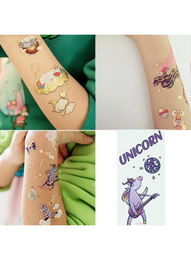 Ooopsiun Glitter Temporary Tattoos for Girls, 9 Sheets Gold Birthday Party Supplies Decorations for Kids, Fake Tattoos Stickers - Image 5