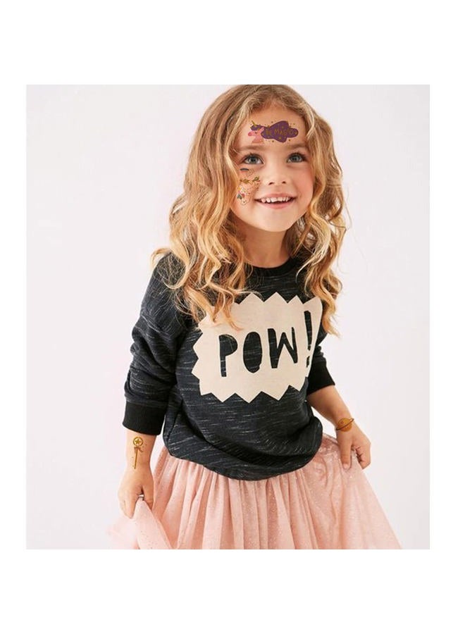 Ooopsiun Glitter Temporary Tattoos for Girls, 9 Sheets Gold Birthday Party Supplies Decorations for Kids, Fake Tattoos Stickers - Image 4