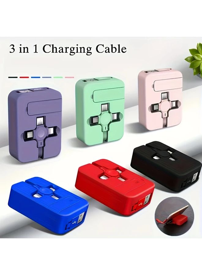 Amaranth 100cm Fast Charging Retractable Data Cable 3 in 1 Stand Phone Accessory - Image 4