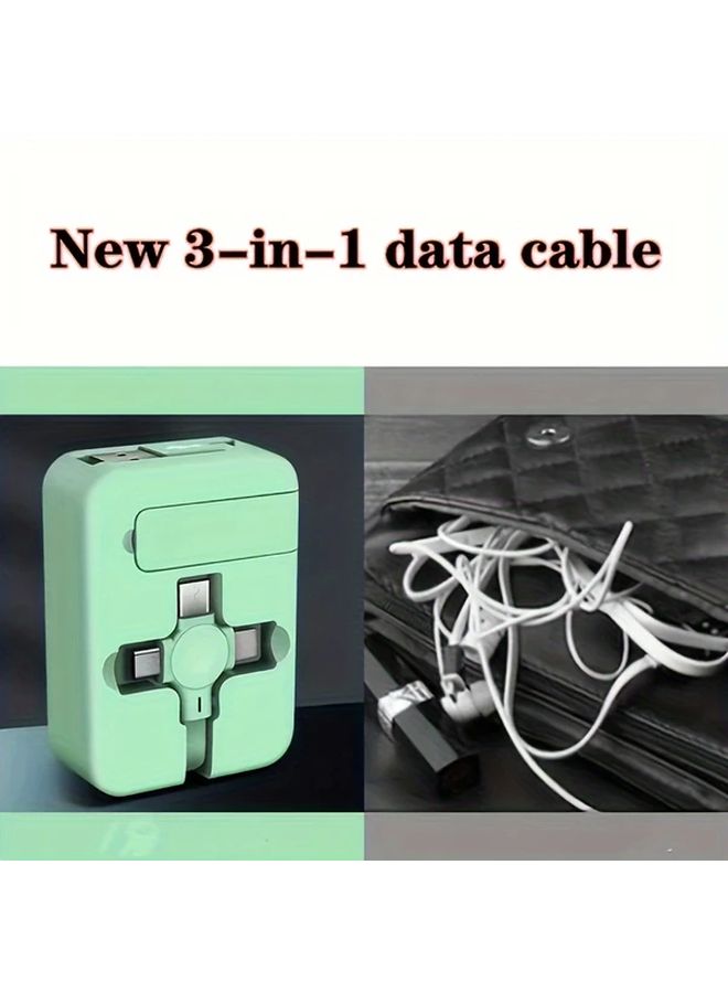 Amaranth 100cm Fast Charging Retractable Data Cable 3 in 1 Stand Phone Accessory - Image 3