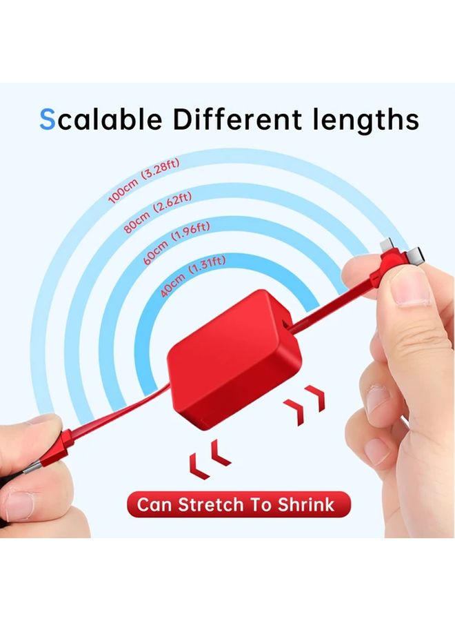 Amaranth 100cm Fast Charging Retractable Data Cable 3 in 1 Stand Phone Accessory - Image 2