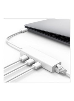 NIBEMINENT 3-Ports USB 3.1 HUB Type C To Ethernet LAN RJ45 Network Card Adapter White  - Image 3