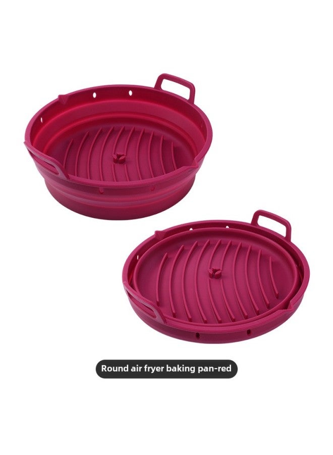 Microwave Oven Baking Silicone Baking Tray For Oven Light Wave Oven Air Fryer Barbecue Pot Special Cheese Baked Rice For One Person-Specifications:Round 8.5 Inch Baking Tray Red  - Image 1
