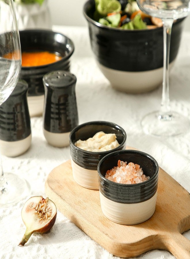 Hasense Porcelain Ramekins 4 oz Oven Safe, Mini Souffle Dishes Set of 6, Stylish Baking Cups, Perfect for Creme Brulee, Ice Cream, Dipping, Desserts, Appetizers, Glossy Black & Matte White Patchwork - Image 5