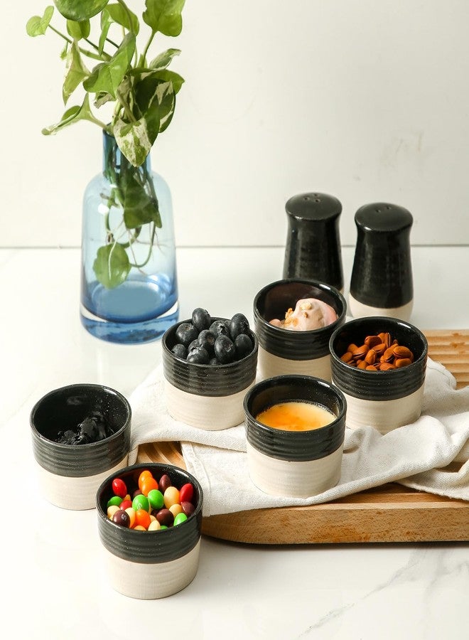Hasense Porcelain Ramekins 4 oz Oven Safe, Mini Souffle Dishes Set of 6, Stylish Baking Cups, Perfect for Creme Brulee, Ice Cream, Dipping, Desserts, Appetizers, Glossy Black & Matte White Patchwork - Image 4