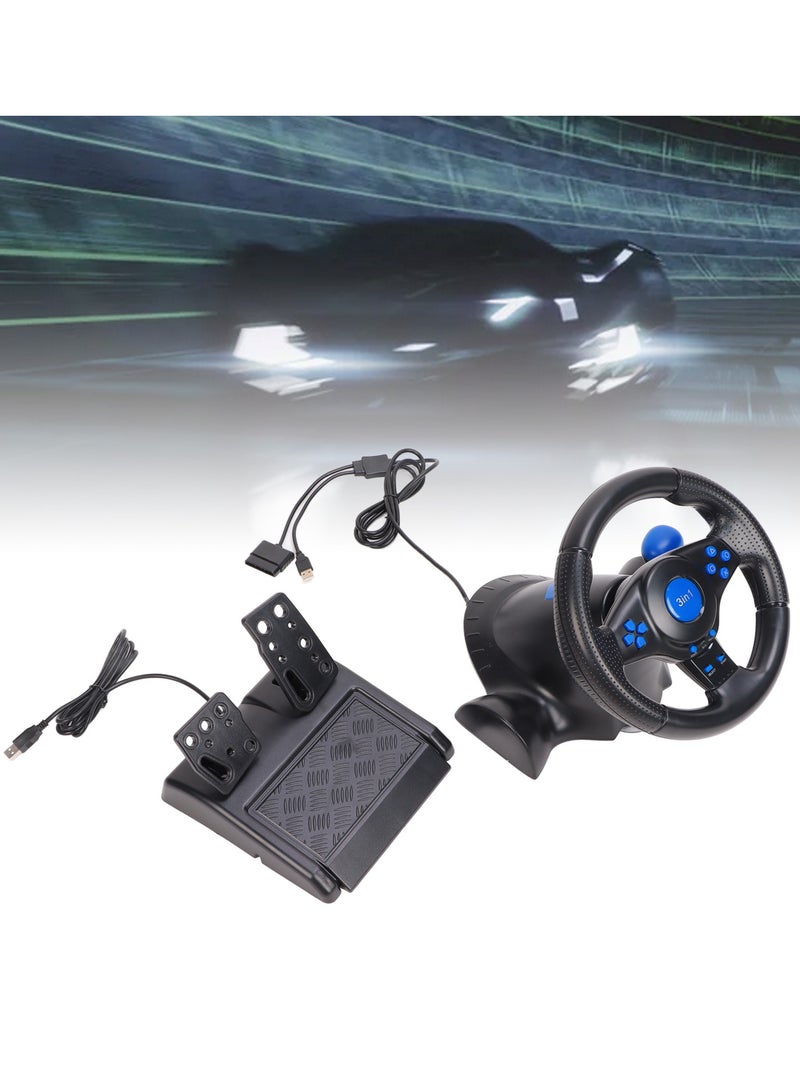 Gaming Steering Wheel 180 Degree Rotation Multifunctional 3 in 1 Game Racing Wheel with Pedals for PC - Image 4