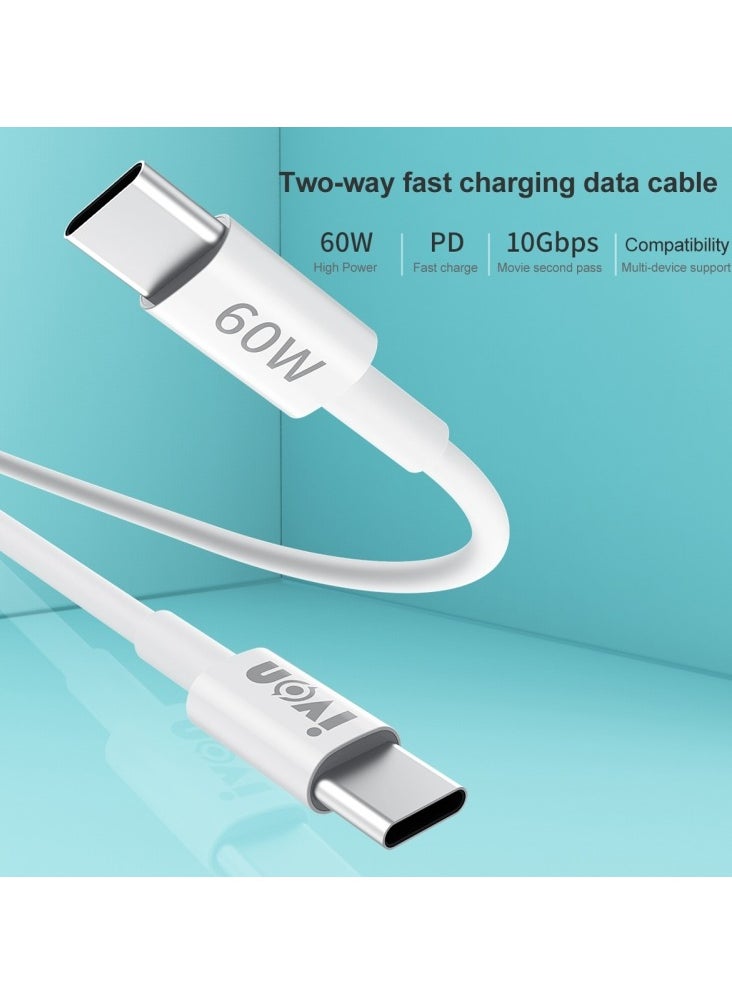 Generic - IVON CA203 60W PD USB-C / Type-C to USB-C / Type-C Fast Charging Data Cable, Cable Length: 1m - Image 1