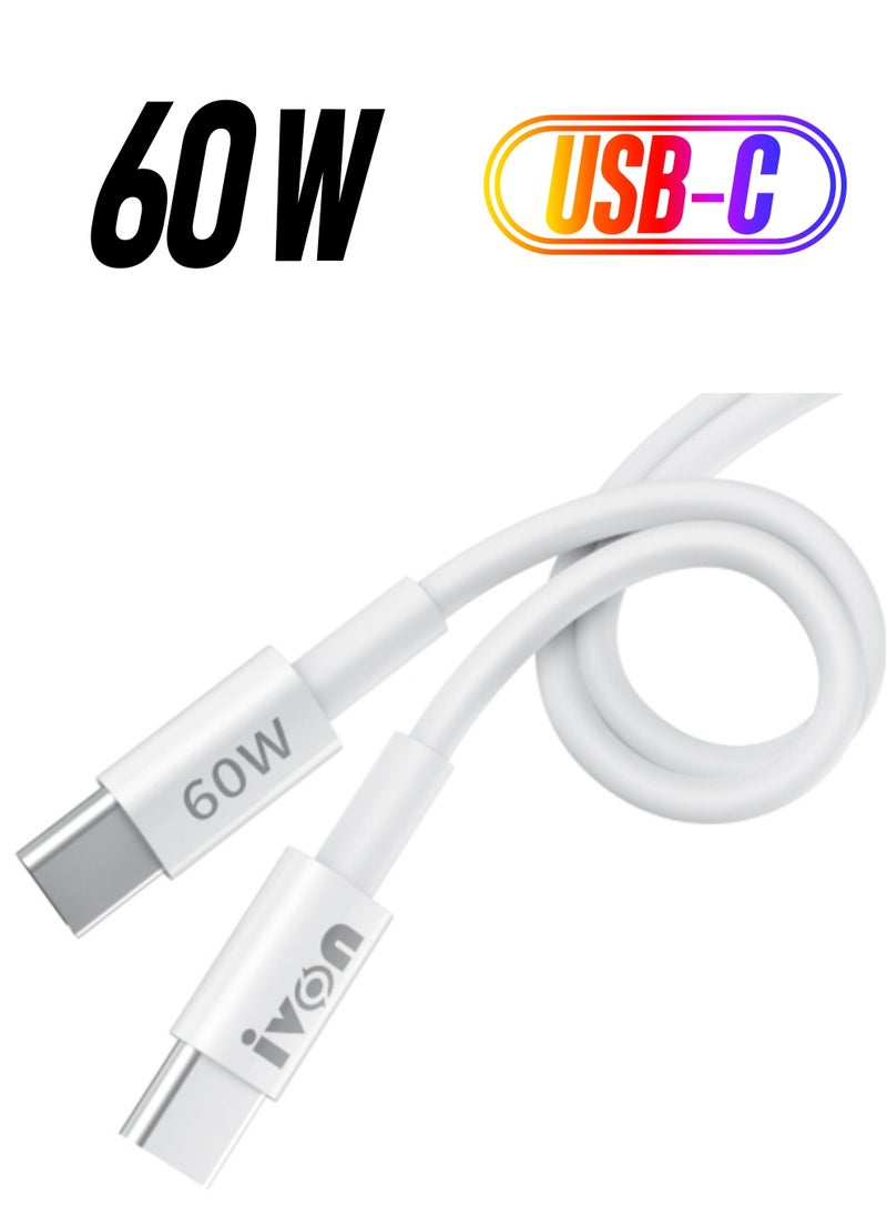 Generic - IVON CA203 60W PD USB-C / Type-C to USB-C / Type-C Fast Charging Data Cable, Cable Length: 1m - Image 1