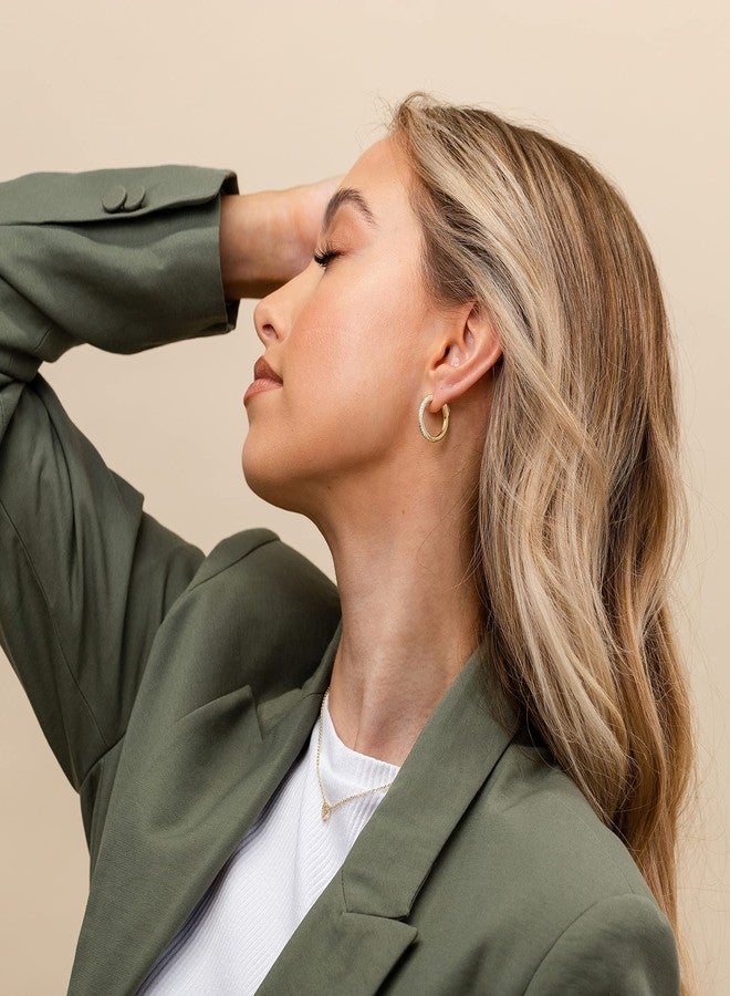 PAVOI أقراط هووب من بفاوي مصنوعة من الفضة الإسترلينية 925 ومطلية بالذهب عيار 14 | أقراط هووب ذهبية عيار 20 مليمتر - Image 2