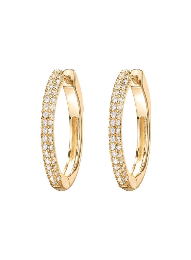 PAVOI أقراط هووب من بفاوي مصنوعة من الفضة الإسترلينية 925 ومطلية بالذهب عيار 14 | أقراط هووب ذهبية عيار 20 مليمتر - Image 3