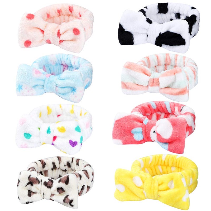 Hishexin 8 Pack Spa Headband Makeup Facial Shower Bath Yoga Sport Headband Headband for Washing Face Hair Wrap Sweat Headband Terry Cloth Headbands for Women Girls
