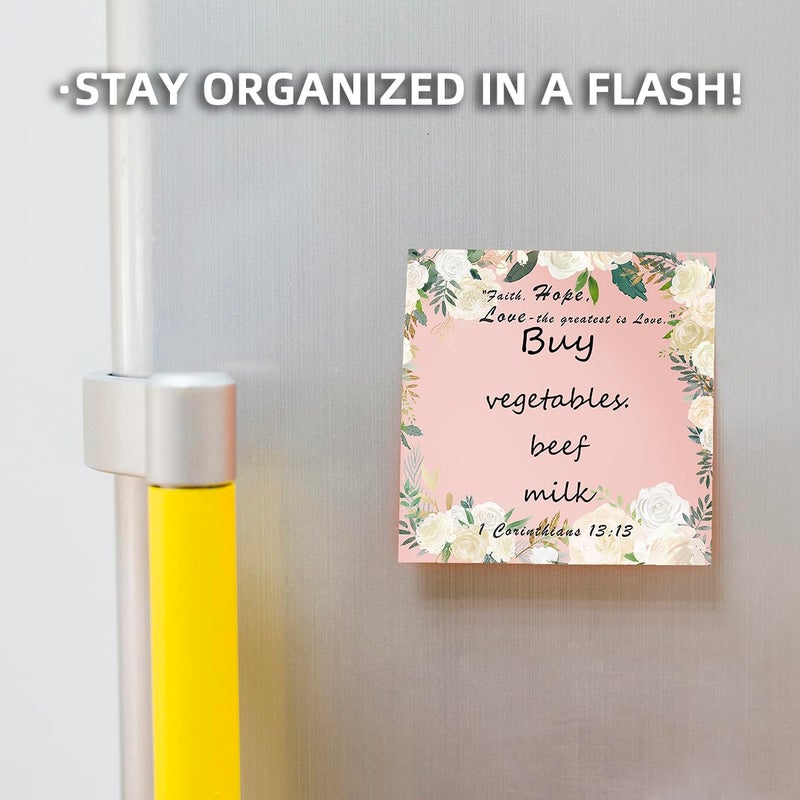 RAINBAM Floral Bible Verse 4-Pad/200 Sheets 3x3 Sticky Notes Set, Adorable Memo Pads with High-Adhesive, Reusable Tearable Post it Notes for Journal Planners Office School Home, Bulk Stationery Gift - Image 4
