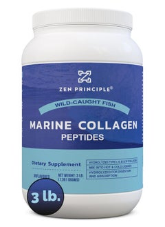 Zen Principle Marine Collagen Peptides Powder 3 lb. Wild-Caught Fish, Non-GMO. Supports Healthy Skin, Hair, Joints, and Bones. Hydrolyzed Type 1 & 3 Protein. Amino Acids, Unflavored, Easy to Mix.  - Image 1