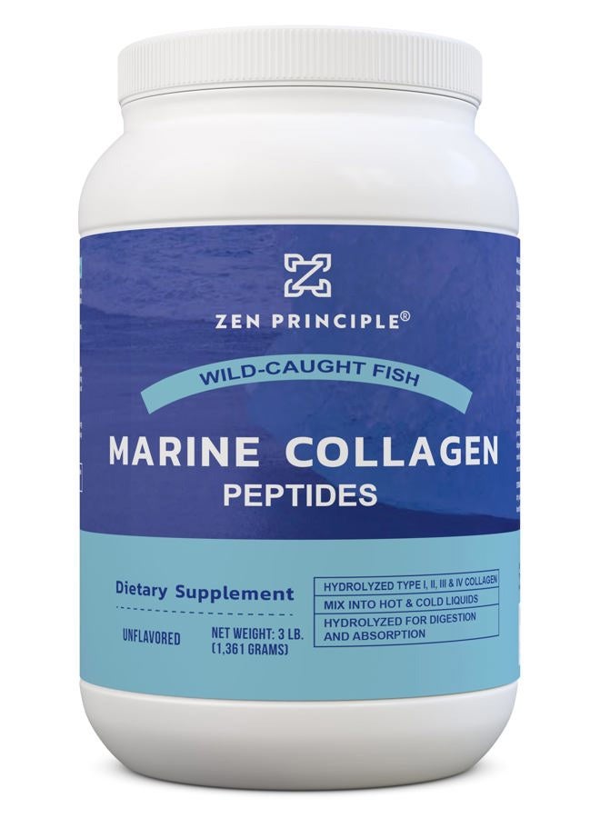 Zen Principle Marine Collagen Peptides Powder 3 lb. Wild-Caught Fish, Non-GMO. Supports Healthy Skin, Hair, Joints, and Bones. Hydrolyzed Type 1 & 3 Protein. Amino Acids, Unflavored, Easy to Mix. - Image 2