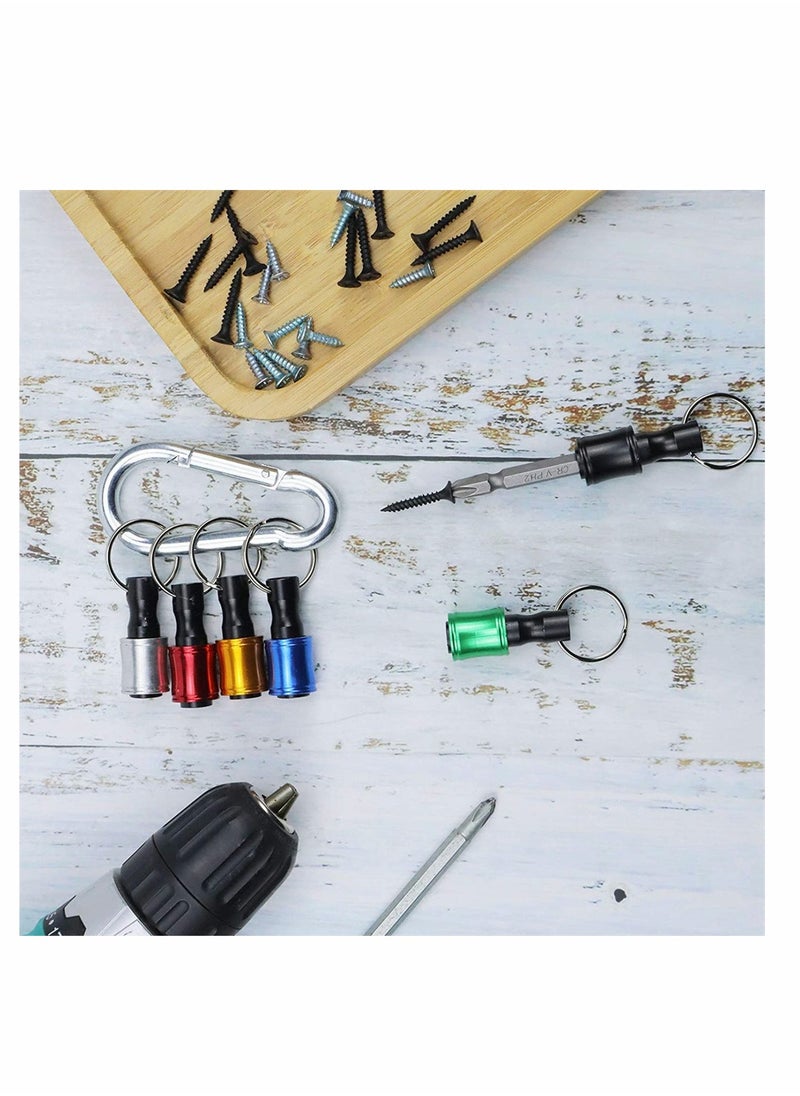 SYOSI - 1/4 Inch Hex Shank Keychain Extension Bar Screwdriver Bits Holder Socket Screw Adapter Drill Bit Fast Change Bit Holder for Most Electric, Hand Held Screwdrivers and Drill Bits, 6 Pieces - Image 1