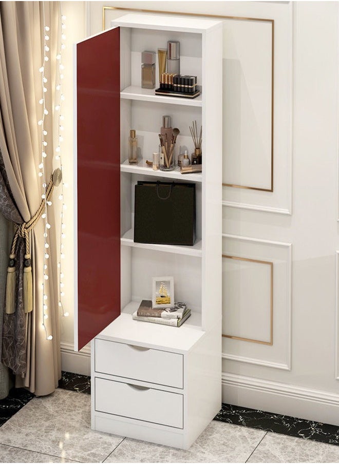 fashionhome - Multifunction Dressing Mirror and 2 Drawers Storage Table Built in Storage Shelves Dresser for Living Room Bedroom 40x40x162 cm - Image 1