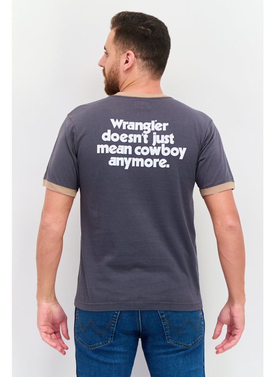 Wrangler Men Crew Neck Short Sleeves Brand Logo T-Shirt, Dark Grey  - Image 3