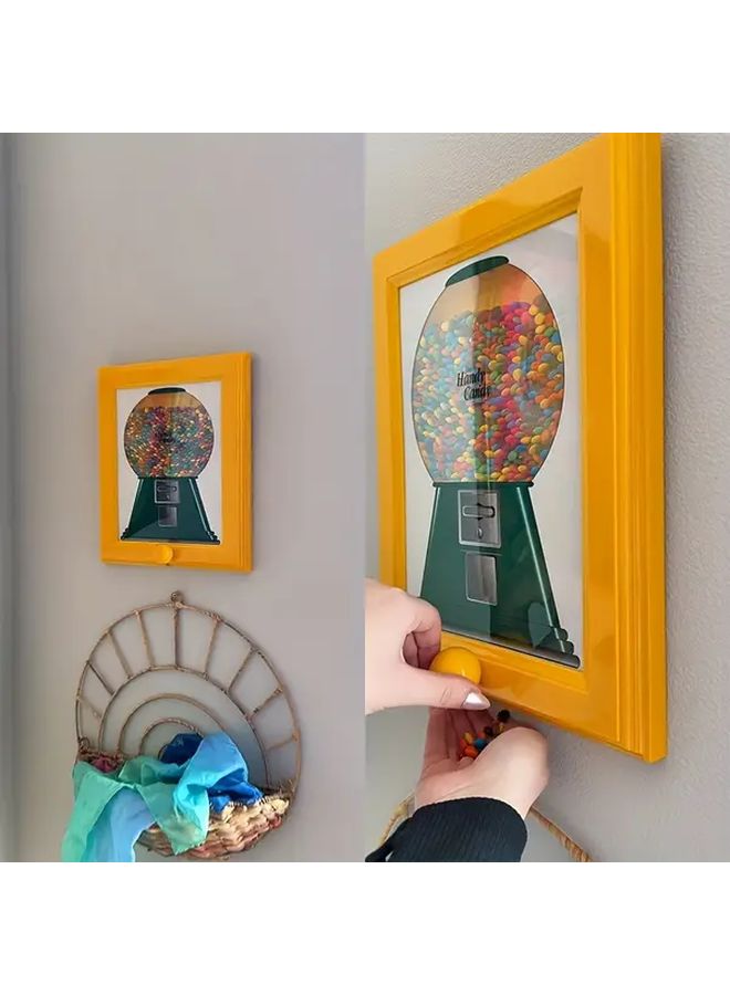 Wall Mounted Photo Frame With Candy Dispenser Yellow Durable Plastic Home Decor - Image 4