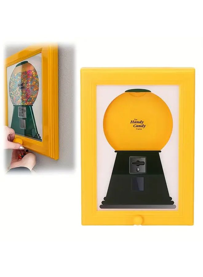 Wall Mounted Photo Frame With Candy Dispenser Yellow Durable Plastic Home Decor - Image 5