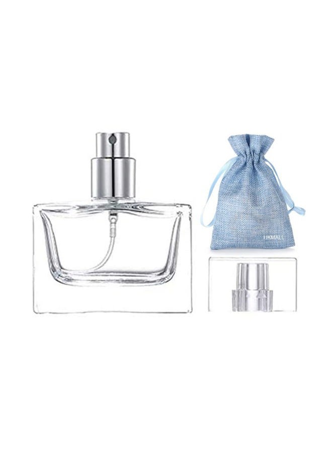 JJKMALL زجاجة عطر شفافة قابلة لإعادة التعبئة سعة 30 مل / 1 أونصة، زجاجة عطر مربعة محمولة فارغة مع قمع رش وسعة 3 مل، حقيبة تخزين - Image 2