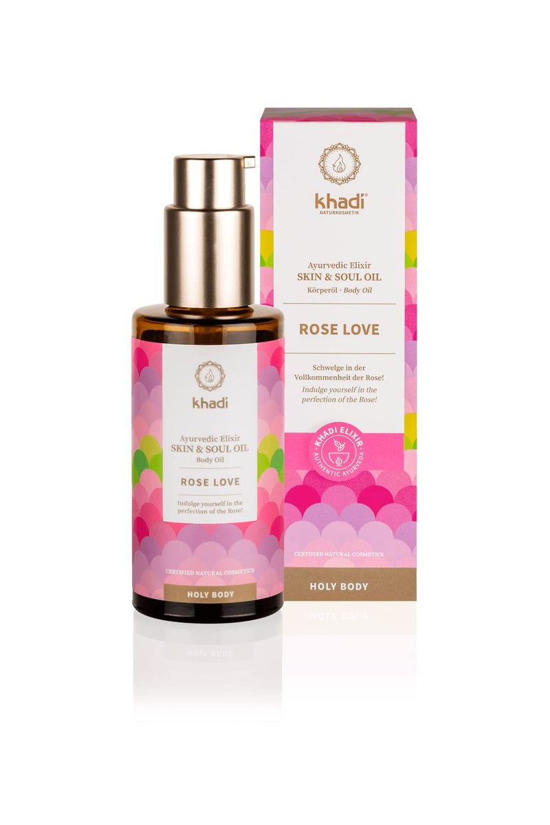 KHADI ROSE LOVE Ayurvedic Elixir Skin  Soul Body Oil 100 Natural Herbal  Vegan Luxurious Beauty Oil Pampering Regenerating  Nourishing 338 oz