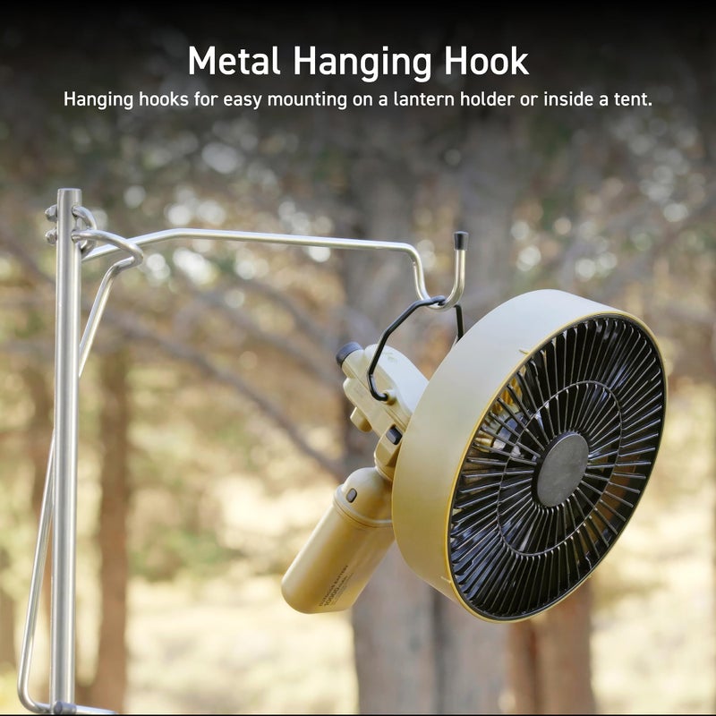 ELECOM NESTOUT Outdoor Camping Fan with Tripod, 4 Speed Settings & Breeze Mode, 3 Angle Oscillation, 90Â° Adjustable Tilt, Auto Timer (30/60/90 mins), USB C Compatible, Portable Tent Fan (Beige) - Image 5