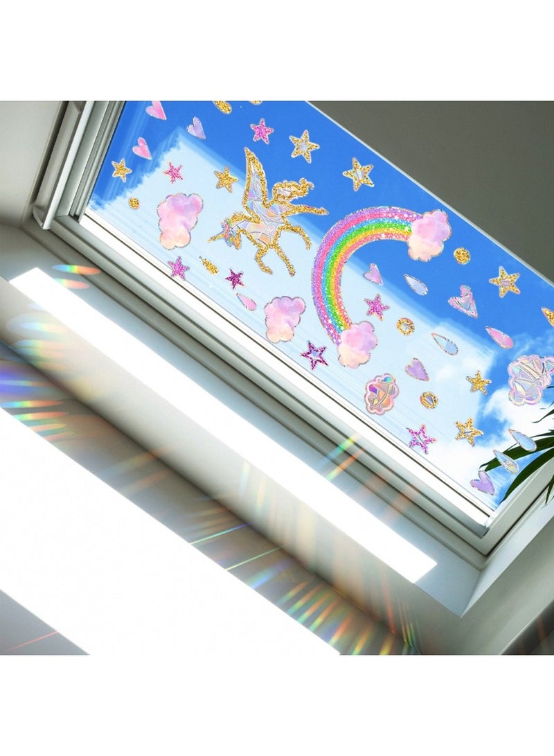 Magical Unicorn & Rainbow Holographic Window Stickers – Static Cling Vinyl Decals (60cm x 40cm / 23.6in x 15.7in) | Rainbow Light Reflection When Sun Hits Right Angle | Reusable & Removable Fairy Tale Window Clings for Kids & Adults | Easy-To-Apply Whimsical Decor for Bedroom, Nursery, Glass Doors & Birthday Party Magic  - Image 4