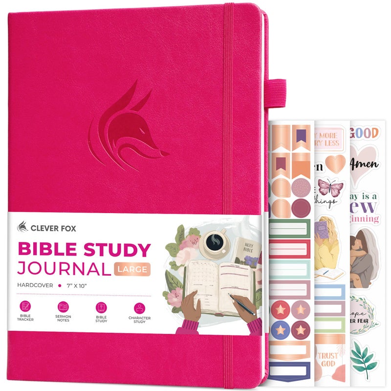 Clever Fox Bible Study Journal Large â€“ Church Notes Notebook â€“ Note Taking & Journaling Kit â€“ Faith Based Religious Accessories, 7x10â€ (Fuchsia) - Image 1