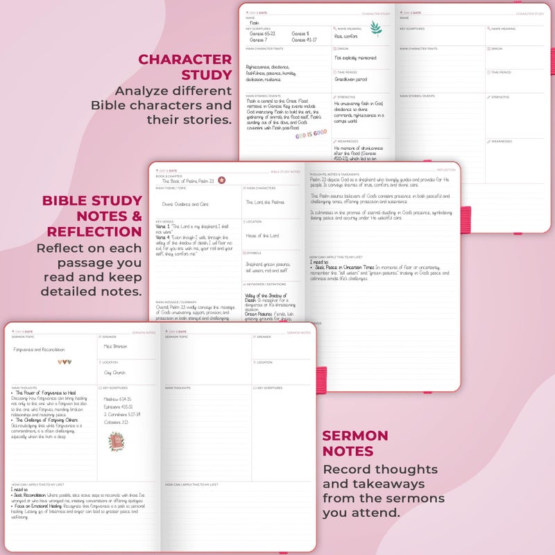 Clever Fox Bible Study Journal Large â€“ Church Notes Notebook â€“ Note Taking & Journaling Kit â€“ Faith Based Religious Accessories, 7x10â€ (Fuchsia) - Image 5