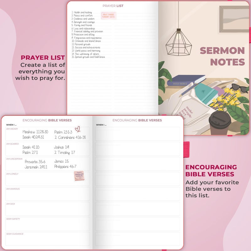 Clever Fox Bible Study Journal Large â€“ Church Notes Notebook â€“ Note Taking & Journaling Kit â€“ Faith Based Religious Accessories, 7x10â€ (Fuchsia) - Image 4