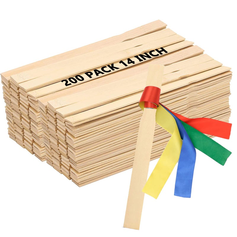 ZOENHOU 200 PCS 14 Inch Paint Sticks Premium Wooden Paint Stir Waxing Sticks for Crafts Crafting Resin Craft Wood Crafts Paddle Hobby Projects Garden Marker