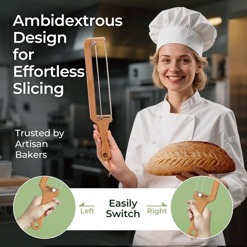 keechee Adjustable Bread Slicer for Homemade Bread – Sourdough Bread Knife with Thickness Guide & Serrated Stainless Blade, Manual Bow Cutter for Bagels and Baguettes, Gift for Baker, Ambidextrous Use - Image 5