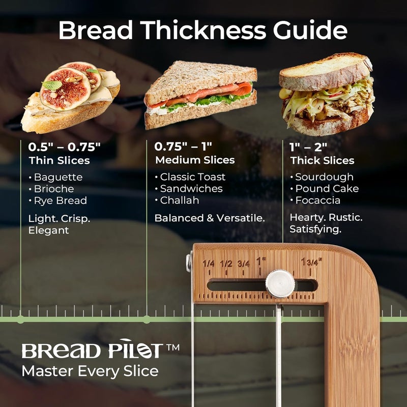 keechee Adjustable Bread Slicer for Homemade Bread – Sourdough Bread Knife with Thickness Guide & Serrated Stainless Blade, Manual Bow Cutter for Bagels and Baguettes, Gift for Baker, Ambidextrous Use - Image 3