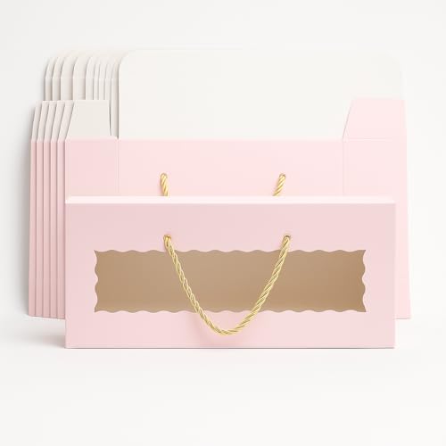 mudrit Hamper Gift Boxes with Twine Handle, Premium Packaging for Diwali, Party Favors, Weddings, Birthday, Festive Gifting, Size - 13.5 x 6 x 3.25 inches (Pink, Pack of 10) - Image 5