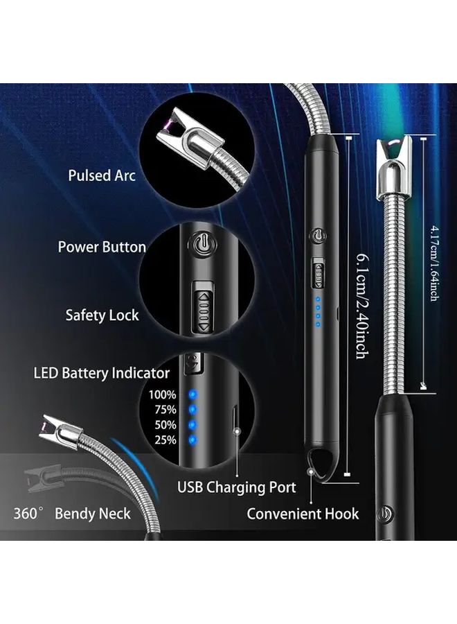 Black Rose Gold Rechargeable Windproof Plasma Arc Lighter For Camping Grill Outdoor Use - Image 5